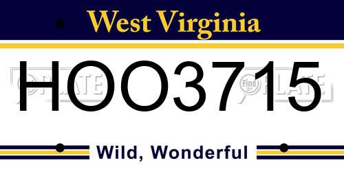 HOO3715 West Virginia License Plate