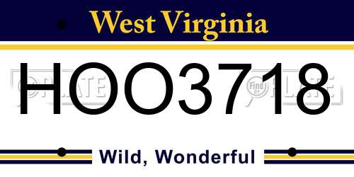 HOO3718 West Virginia License Plate