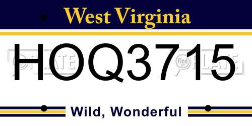 HOQ3715 West Virginia License Plate