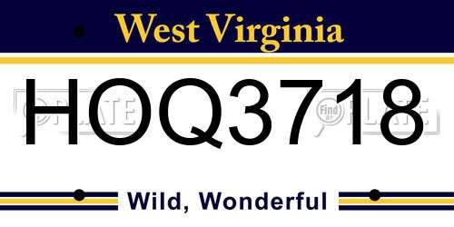 HOQ3718 West Virginia License Plate
