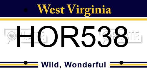 HOR538 West Virginia License Plate