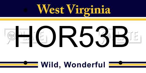 HOR53B West Virginia License Plate