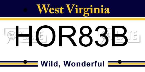 HOR83B West Virginia License Plate
