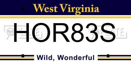 HOR83S West Virginia License Plate