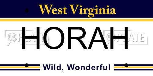 HORAH West Virginia License Plate