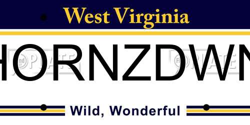 HORNZDWN West Virginia License Plate