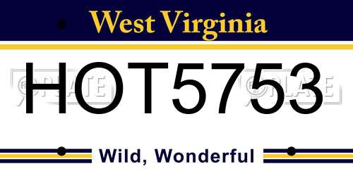 HOT5753 West Virginia License Plate