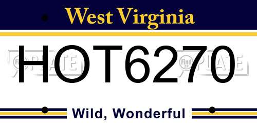 HOT6270 West Virginia License Plate