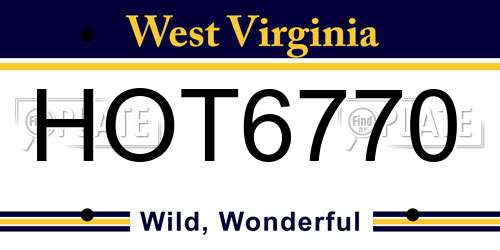 HOT6770 West Virginia License Plate
