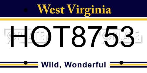 HOT8753 West Virginia License Plate