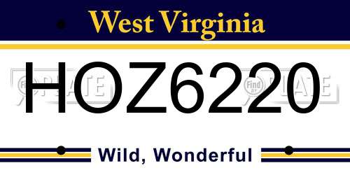 HOZ6220 West Virginia License Plate