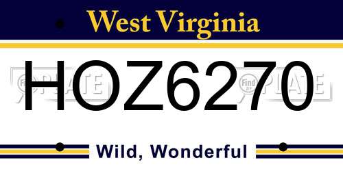 HOZ6270 West Virginia License Plate