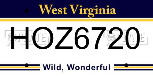 HOZ6720 West Virginia License Plate