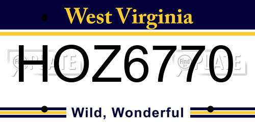 HOZ6770 West Virginia License Plate