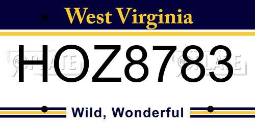 HOZ8783 West Virginia License Plate