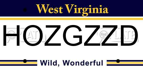 HOZGZZD West Virginia License Plate