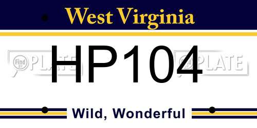 HP104 West Virginia License Plate