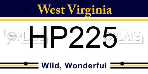 HP225 West Virginia License Plate