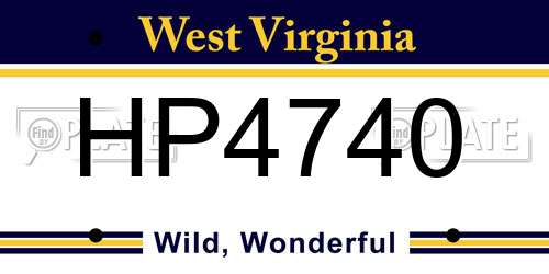HP4740 West Virginia License Plate
