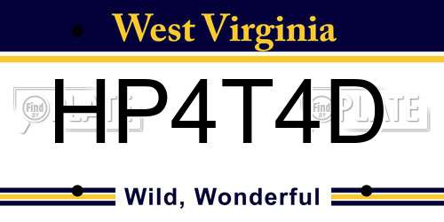 HP4T4D West Virginia License Plate