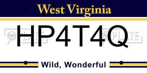 HP4T4Q West Virginia License Plate