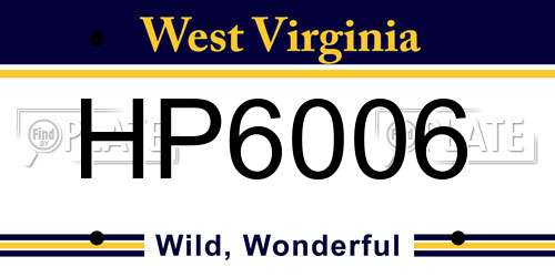 HP6006 West Virginia License Plate