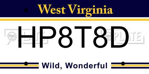 HP8T8D West Virginia License Plate