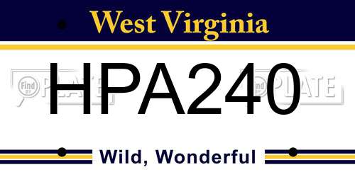 HPA240 West Virginia License Plate