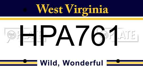 HPA761 West Virginia License Plate