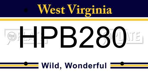 HPB280 West Virginia License Plate