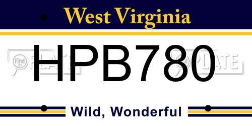 HPB780 West Virginia License Plate