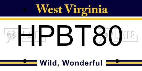 HPBT80 West Virginia License Plate