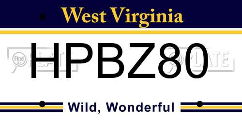 HPBZ80 West Virginia License Plate