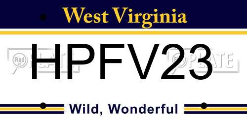 HPFV23 West Virginia License Plate
