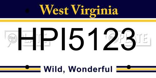 HPI5123 West Virginia License Plate