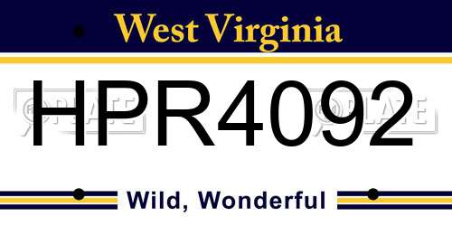 HPR4092 West Virginia License Plate