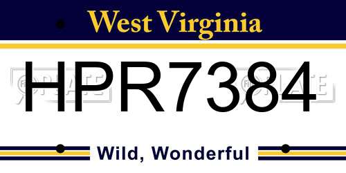 HPR7384 West Virginia License Plate