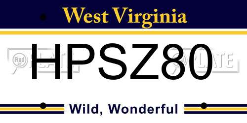 HPSZ80 West Virginia License Plate