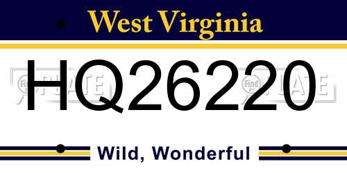 HQ26220 West Virginia License Plate