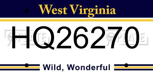 HQ26270 West Virginia License Plate