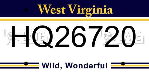 HQ26720 West Virginia License Plate