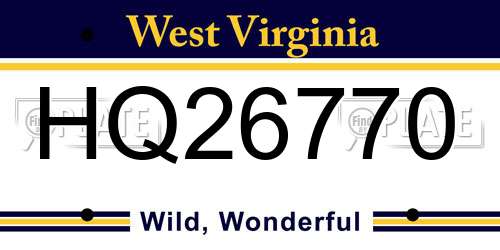 HQ26770 West Virginia License Plate