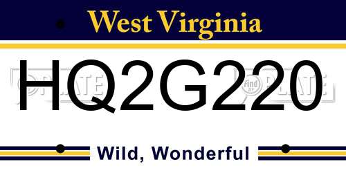 HQ2G220 West Virginia License Plate