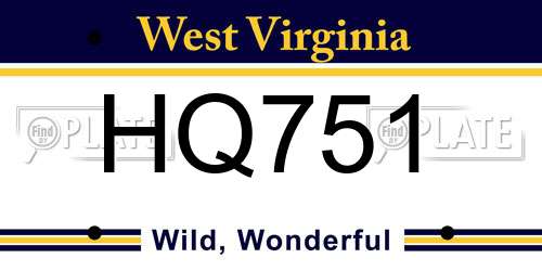 HQ751 West Virginia License Plate