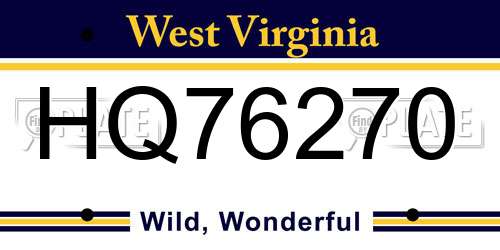 HQ76270 West Virginia License Plate