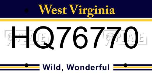 HQ76770 West Virginia License Plate