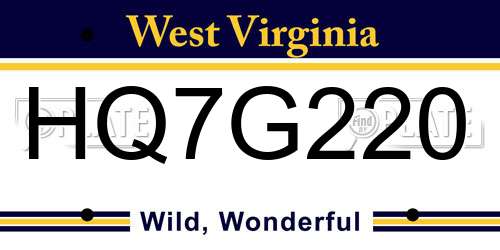 HQ7G220 West Virginia License Plate