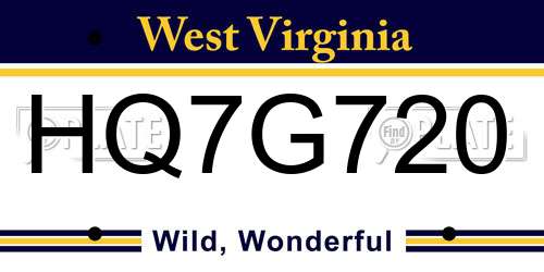 HQ7G720 West Virginia License Plate