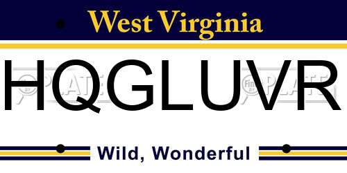 HQGLUVR West Virginia License Plate