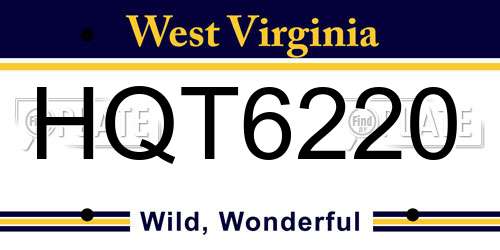 HQT6220 West Virginia License Plate